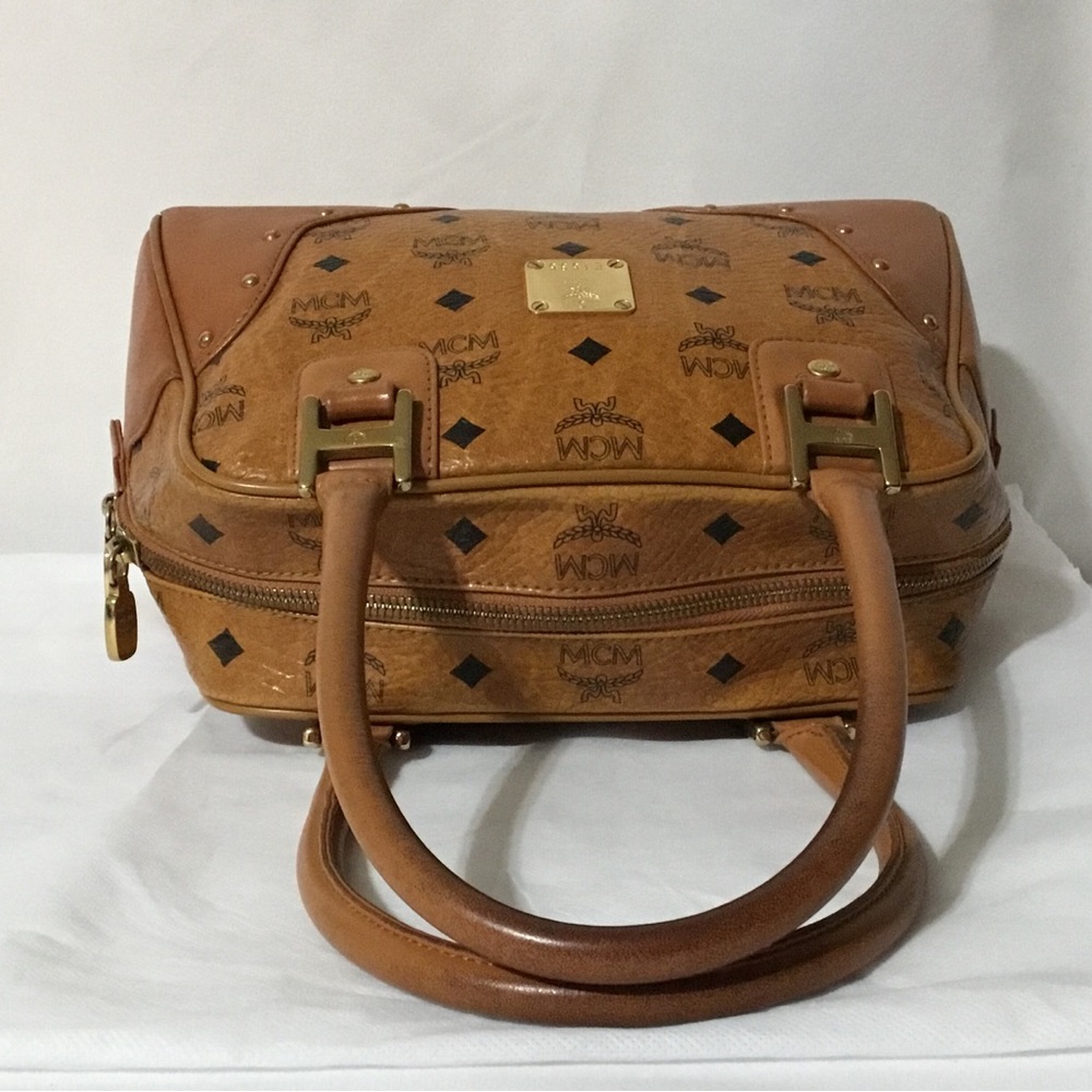 Authentic MCM Cognac Visetos Boston Bag With Dustbag - Picture 9 of 13